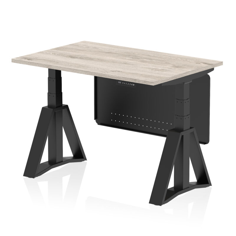 Breeze Height Adjustable Desk without Cable Ports With Steel Modesty Panel With Piste Foot - Image 69