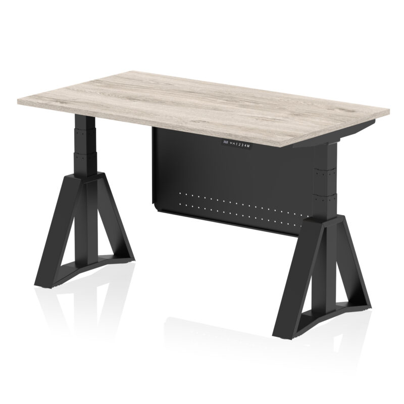 Breeze Height Adjustable Desk without Cable Ports With Steel Modesty Panel With Piste Foot - Image 70