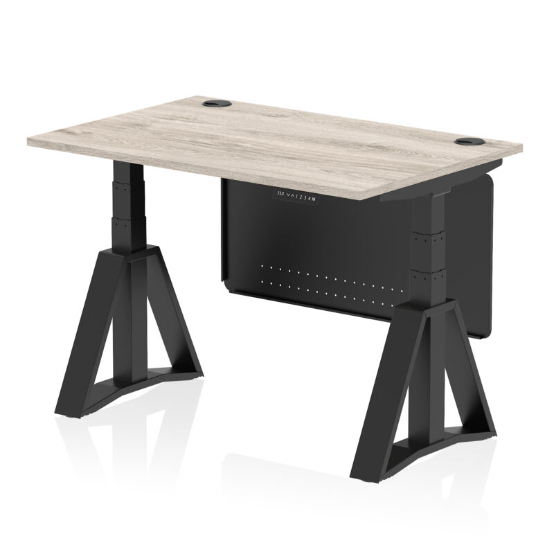 Breeze Height Adjustable Desk With Cable Ports With Steel Modesty Panel With Piste Foot - Image 69