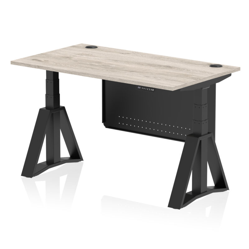 Breeze Height Adjustable Desk With Cable Ports With Steel Modesty Panel With Piste Foot - Image 70