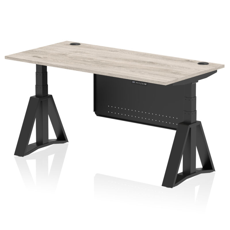 Breeze Height Adjustable Desk With Cable Ports With Steel Modesty Panel With Piste Foot - Image 71
