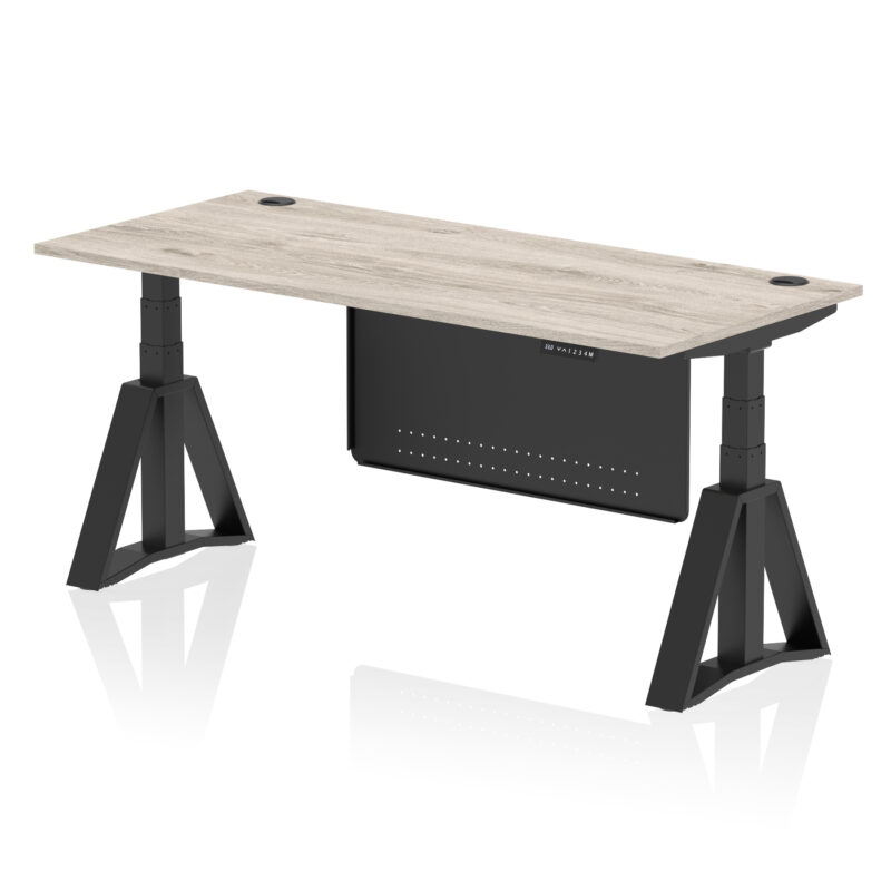 Breeze Height Adjustable Desk With Cable Ports With Steel Modesty Panel With Piste Foot - Image 72