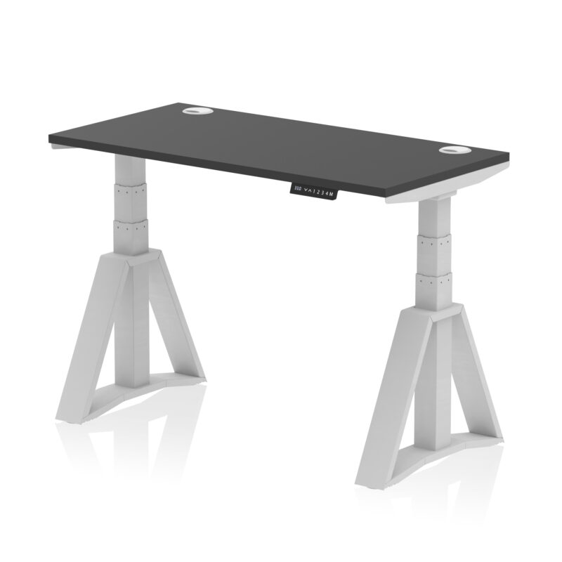 Breeze Height Adjustable Slimline Desk With Cable Ports With Piste Foot - Image 74