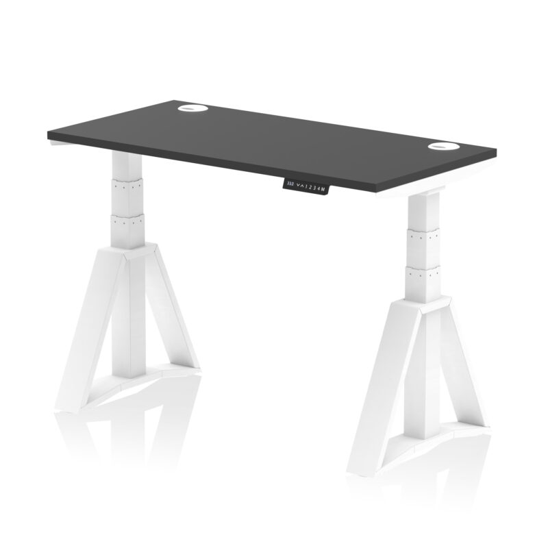 Breeze Height Adjustable Slimline Desk With Cable Ports With Piste Foot - Image 75