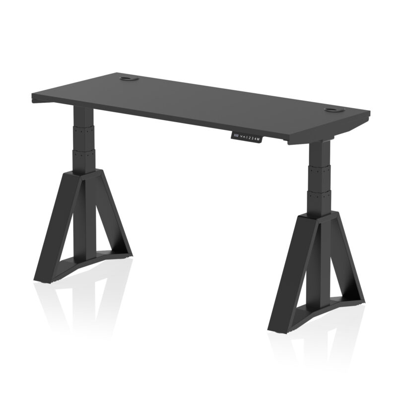 Breeze Height Adjustable Slimline Desk With Cable Ports With Piste Foot - Image 76