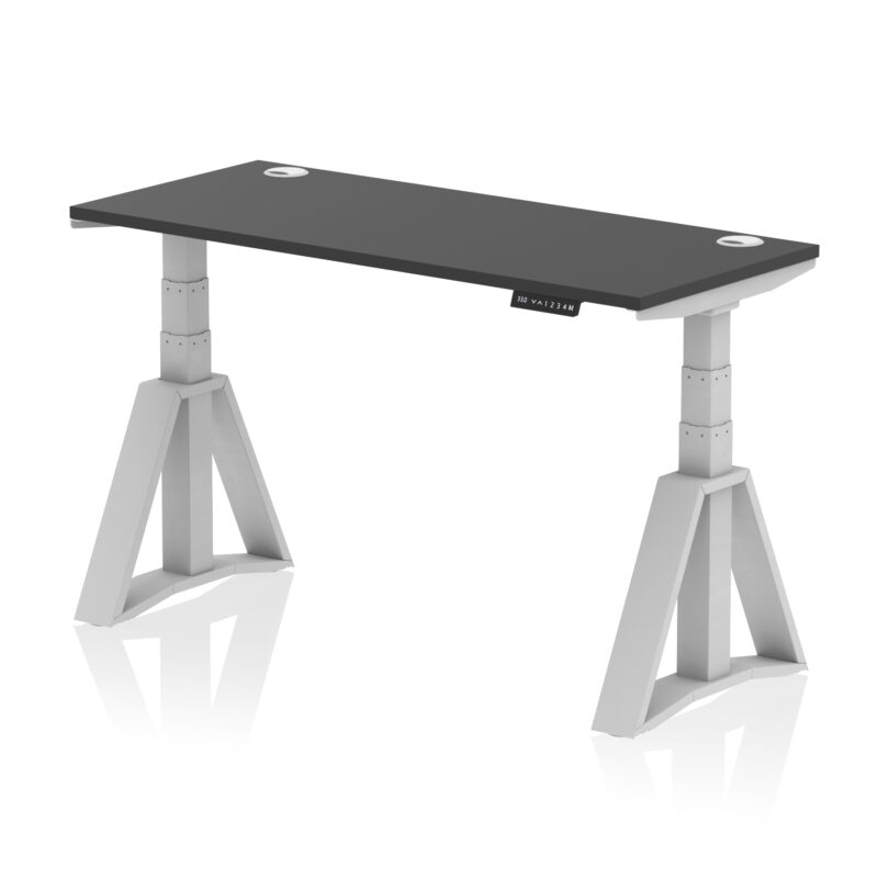 Breeze Height Adjustable Slimline Desk With Cable Ports With Piste Foot - Image 77