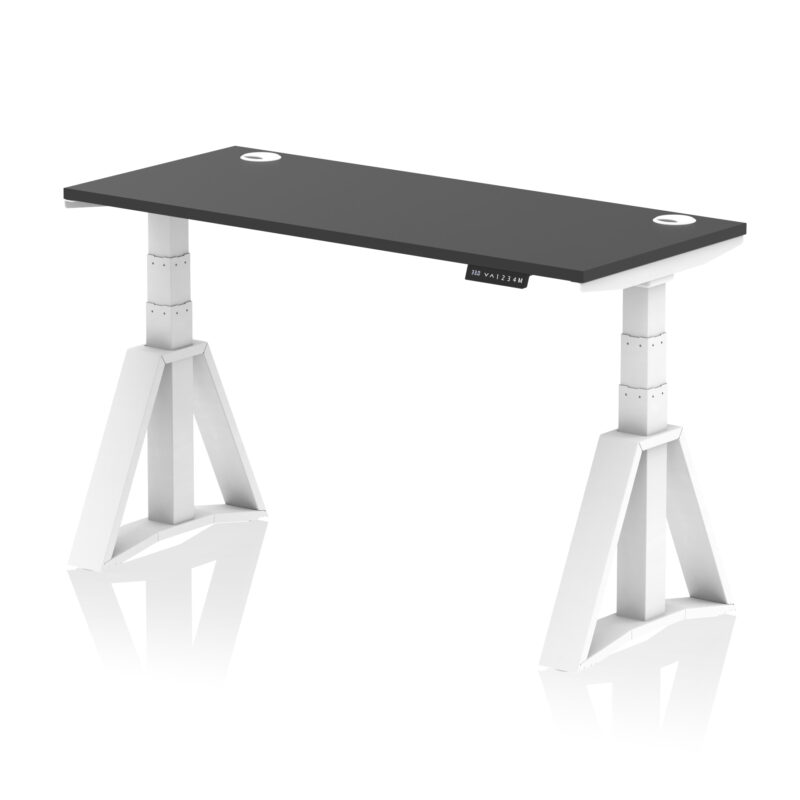 Breeze Height Adjustable Slimline Desk With Cable Ports With Piste Foot - Image 78