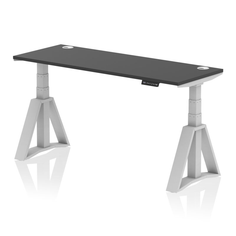 Breeze Height Adjustable Slimline Desk With Cable Ports With Piste Foot - Image 80
