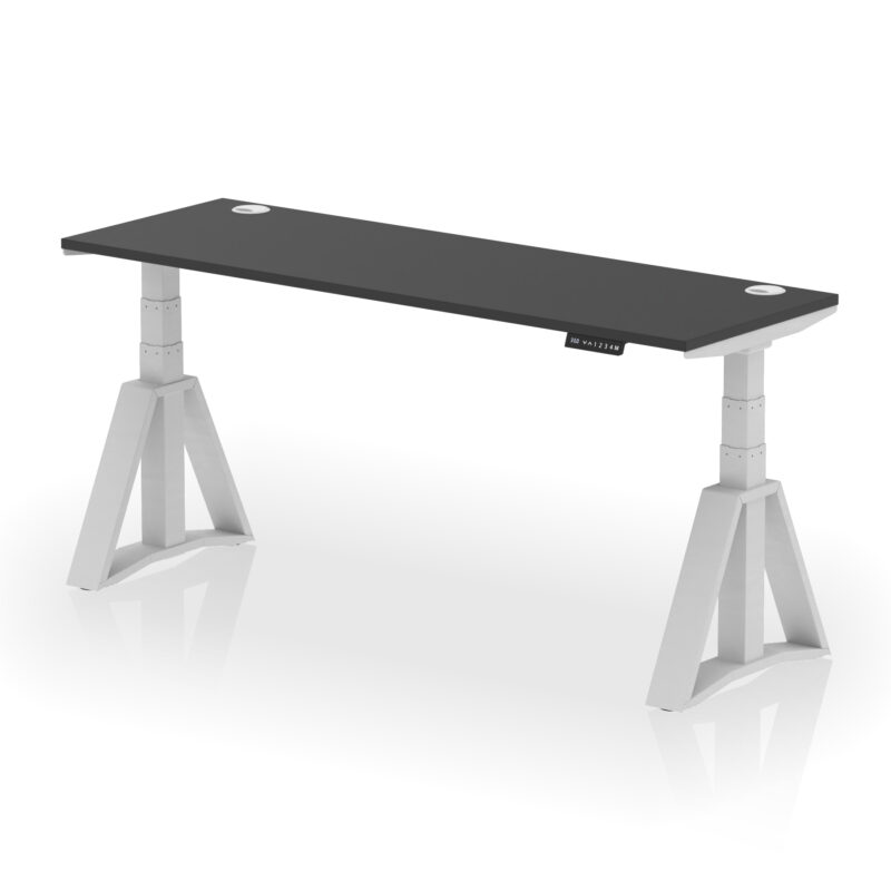 Breeze Height Adjustable Slimline Desk With Cable Ports With Piste Foot - Image 83
