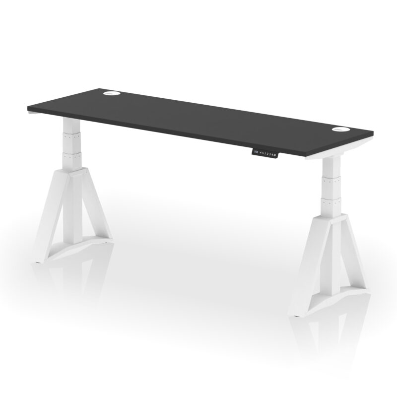 Breeze Height Adjustable Slimline Desk With Cable Ports With Piste Foot - Image 84