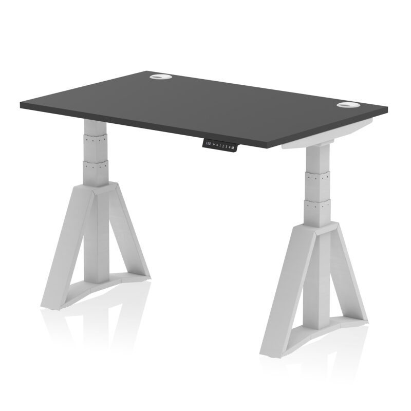 Breeze Height Adjustable Desk With Cable Ports With Piste Foot - Image 74