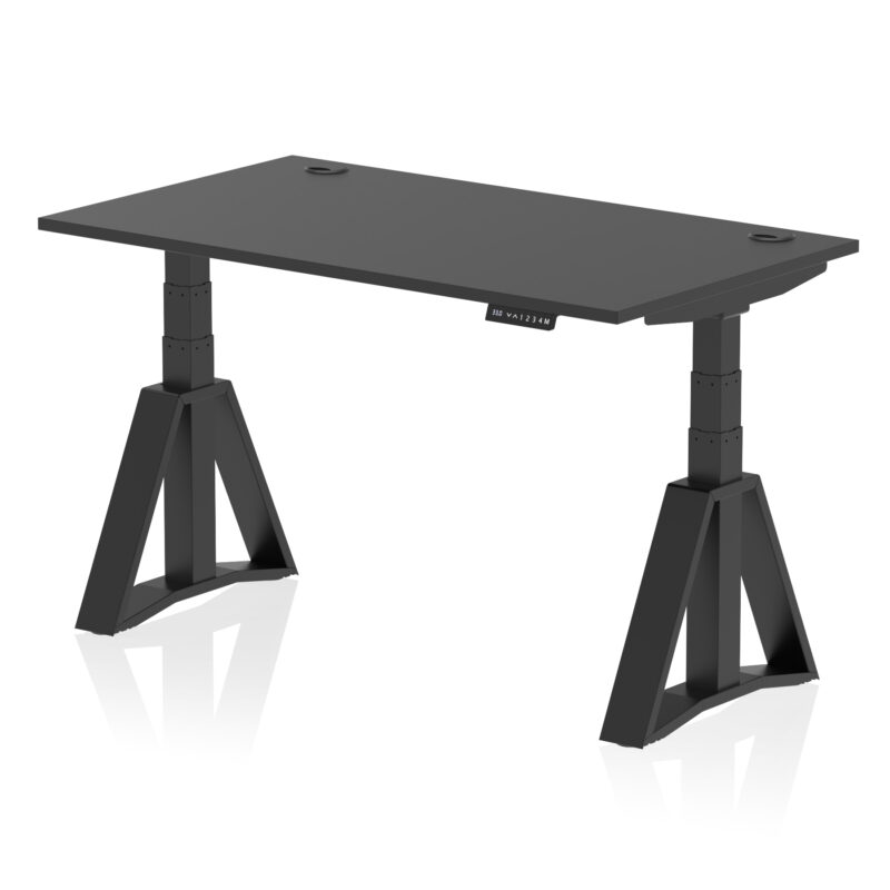 Breeze Height Adjustable Desk With Cable Ports With Piste Foot - Image 76