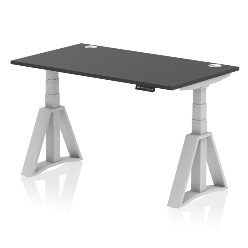 Breeze Height Adjustable Desk With Cable Ports With Piste Foot - Image 77