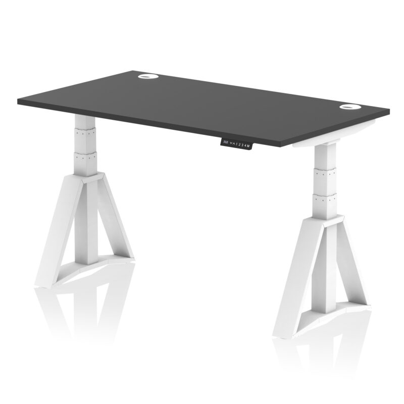 Breeze Height Adjustable Desk With Cable Ports With Piste Foot - Image 78