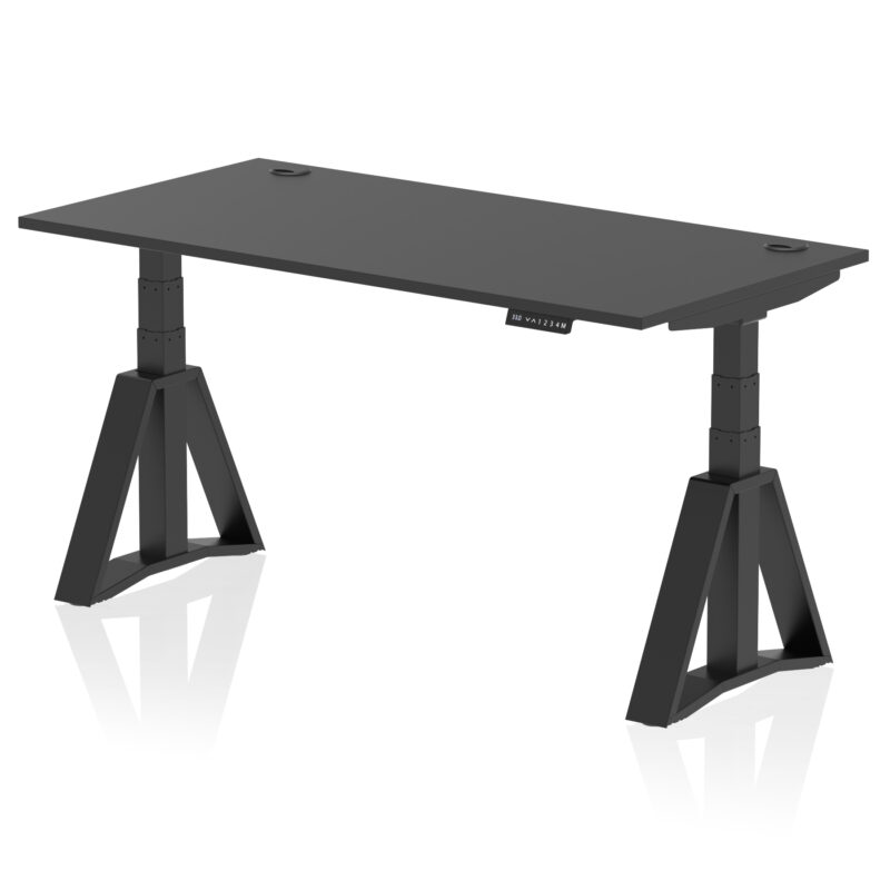 Breeze Height Adjustable Desk With Cable Ports With Piste Foot - Image 79