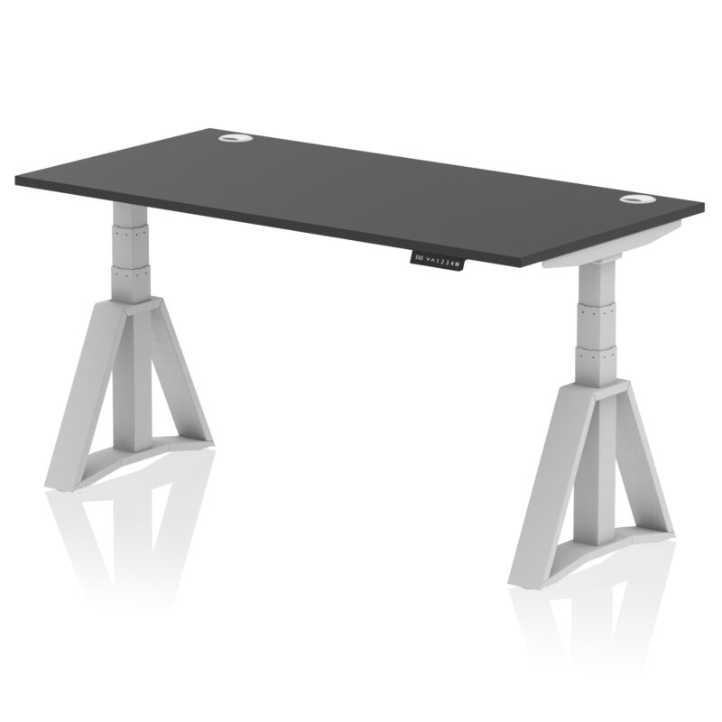 Breeze Height Adjustable Desk With Cable Ports With Piste Foot - Image 80