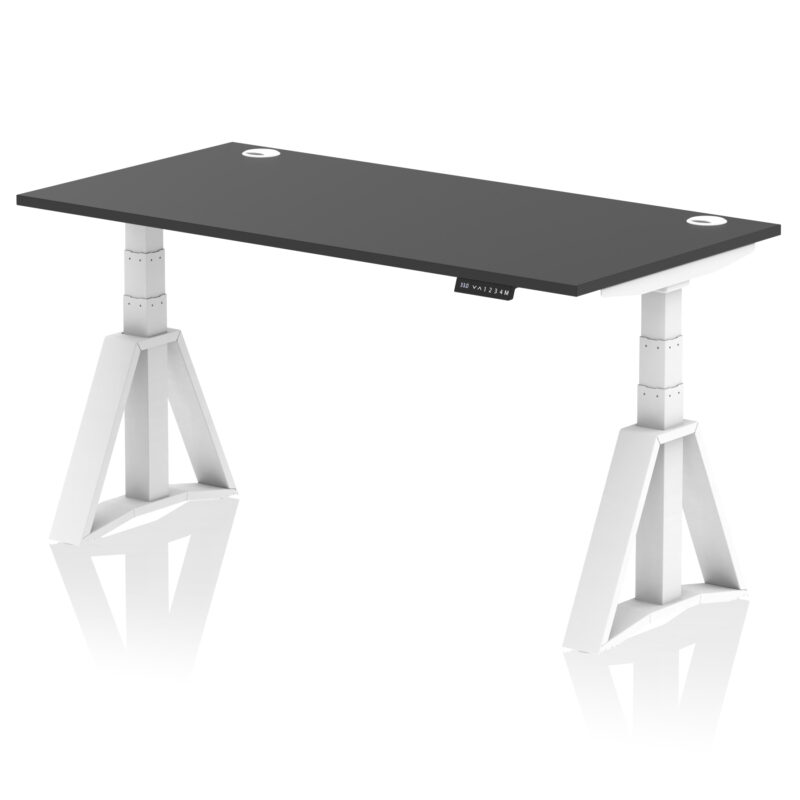 Breeze Height Adjustable Desk With Cable Ports With Piste Foot - Image 81