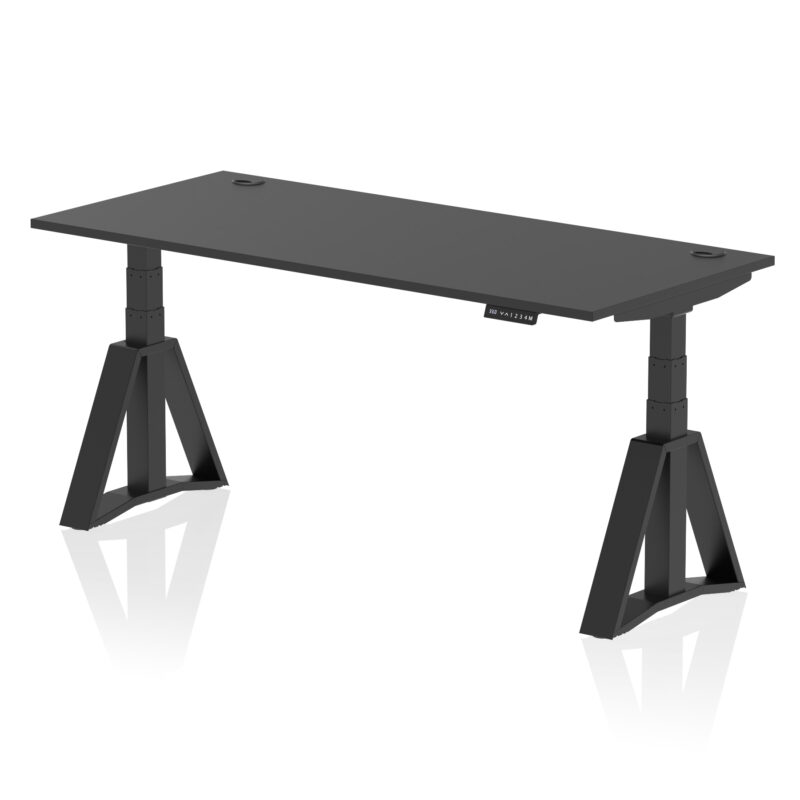 Breeze Height Adjustable Desk With Cable Ports With Piste Foot - Image 82