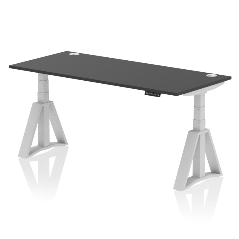 Breeze Height Adjustable Desk With Cable Ports With Piste Foot - Image 83