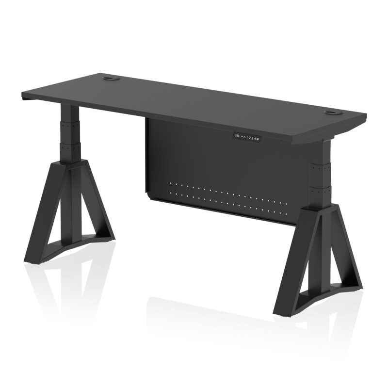 Breeze Height Adjustable Slimline Desk With Cable Ports With Steel Modesty Panel With Piste Foot - Image 79