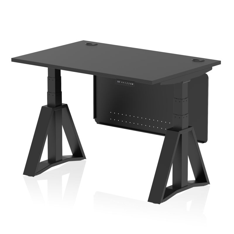 Breeze Height Adjustable Desk With Cable Ports With Steel Modesty Panel With Piste Foot - Image 73