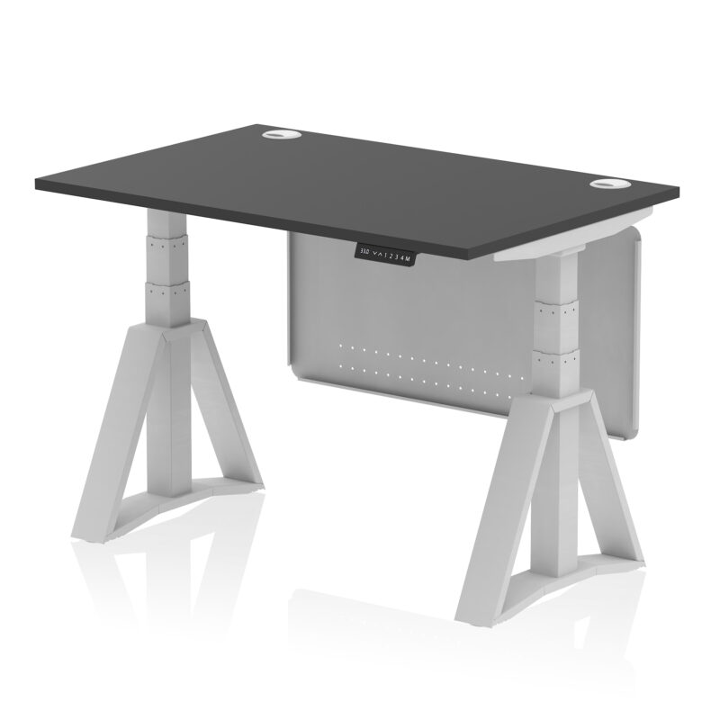 Breeze Height Adjustable Desk With Cable Ports With Steel Modesty Panel With Piste Foot - Image 74