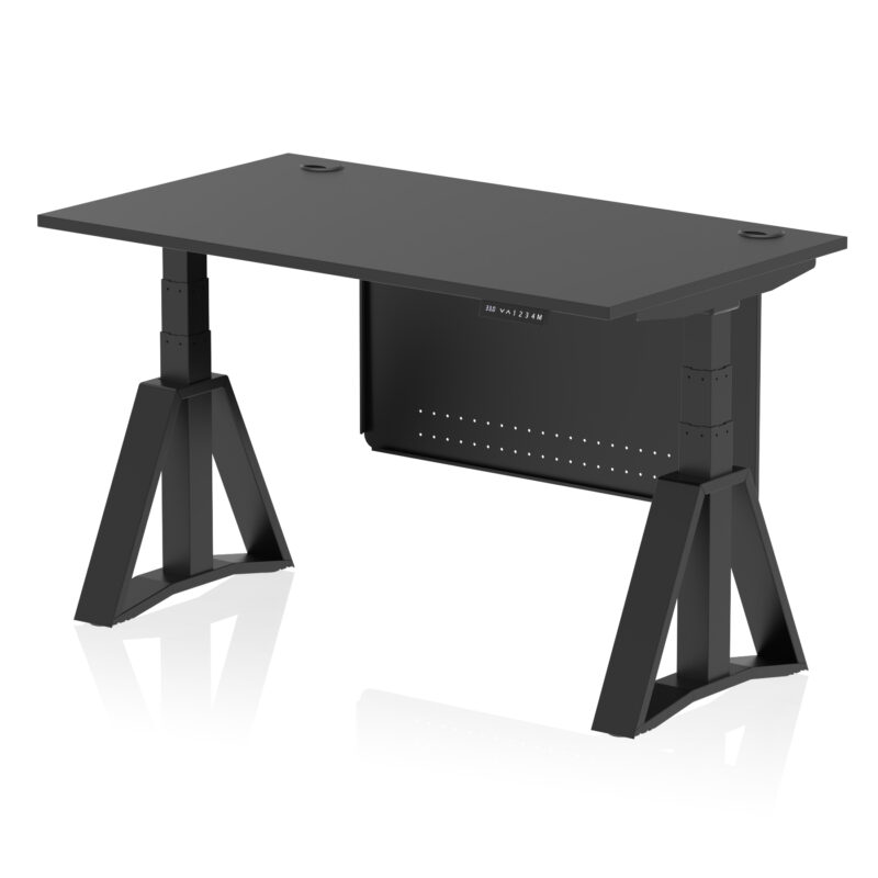 Breeze Height Adjustable Desk With Cable Ports With Steel Modesty Panel With Piste Foot - Image 76