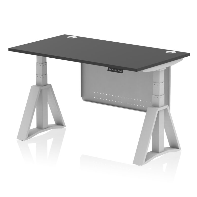Breeze Height Adjustable Desk With Cable Ports With Steel Modesty Panel With Piste Foot - Image 77