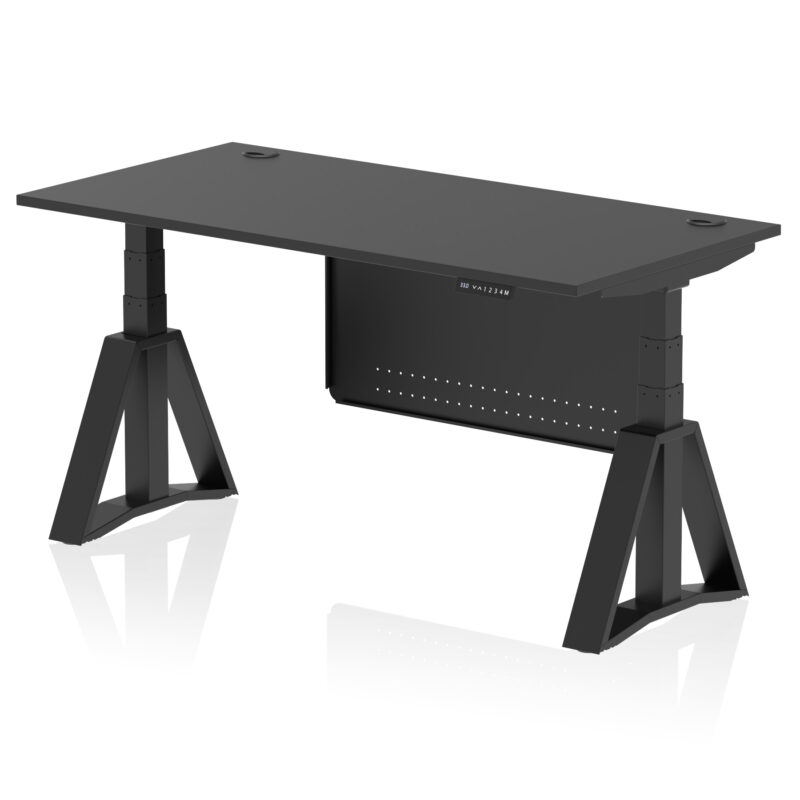 Breeze Height Adjustable Desk With Cable Ports With Steel Modesty Panel With Piste Foot - Image 79