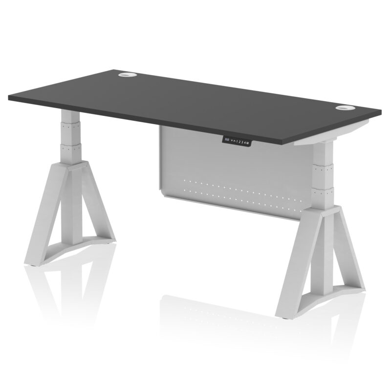 Breeze Height Adjustable Desk With Cable Ports With Steel Modesty Panel With Piste Foot - Image 80