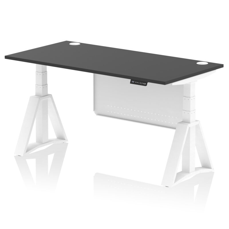 Breeze Height Adjustable Desk With Cable Ports With Steel Modesty Panel With Piste Foot - Image 81