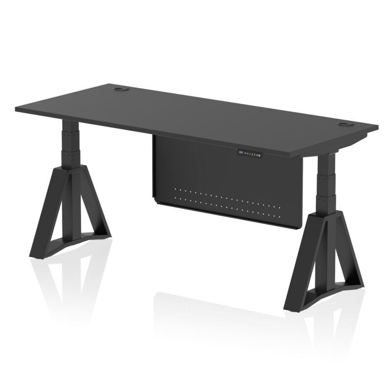 Breeze Height Adjustable Desk With Cable Ports With Steel Modesty Panel With Piste Foot - Image 82