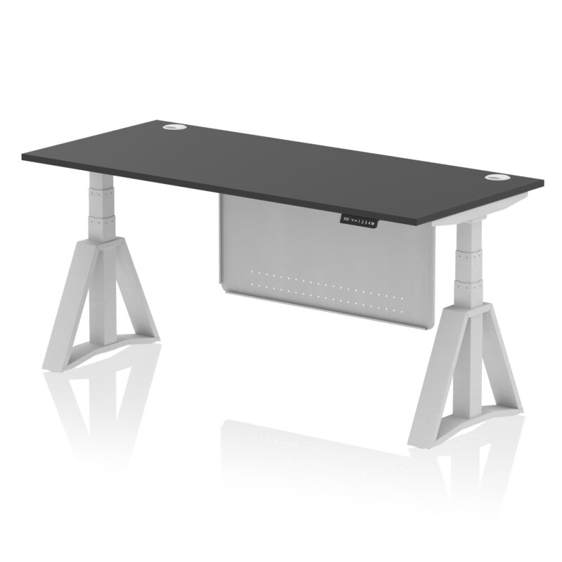 Breeze Height Adjustable Desk With Cable Ports With Steel Modesty Panel With Piste Foot - Image 83