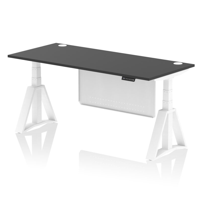 Breeze Height Adjustable Desk With Cable Ports With Steel Modesty Panel With Piste Foot - Image 84