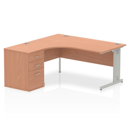 Surge 1600mm Cable Managed Left Crescent Desk Workstation