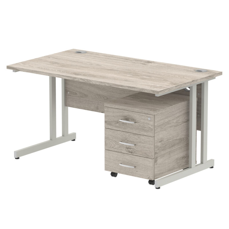 Surge 1400mm Cantilever Straight Desk With Mobile Pedestal - Image 7