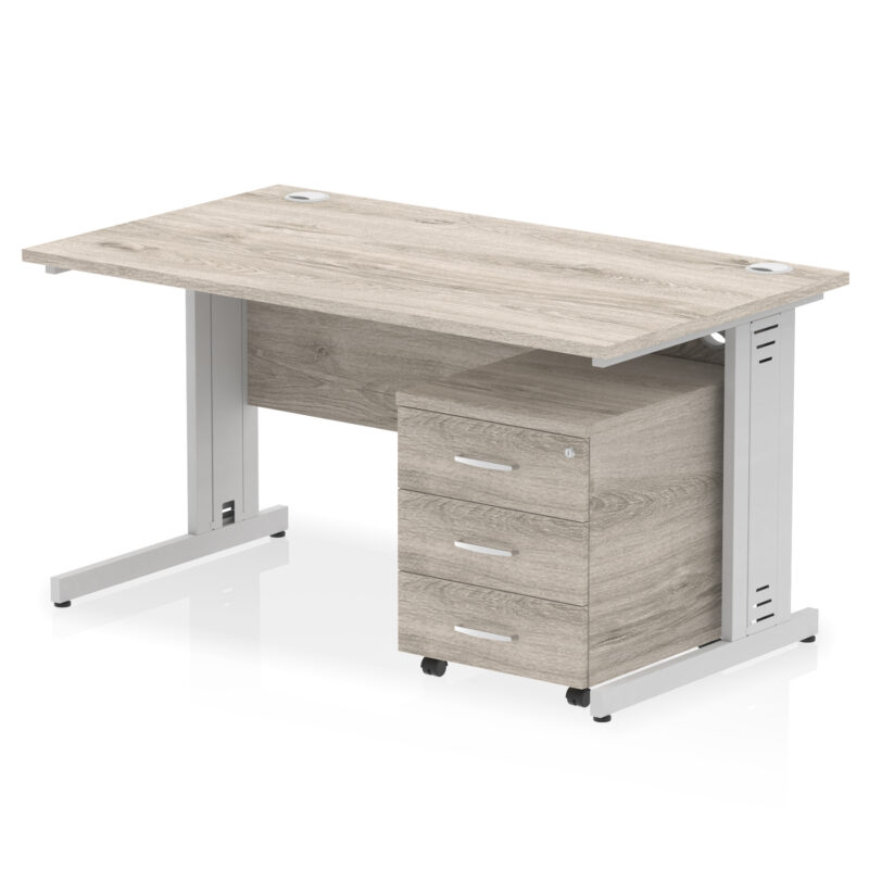 Surge 1400mm Cable Managed Straight Desk With Mobile Pedestal - Image 6