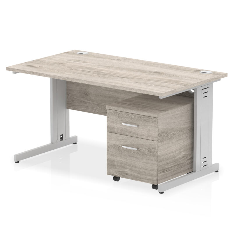 Surge 1400mm Cable Managed Straight Desk With Mobile Pedestal - Image 5