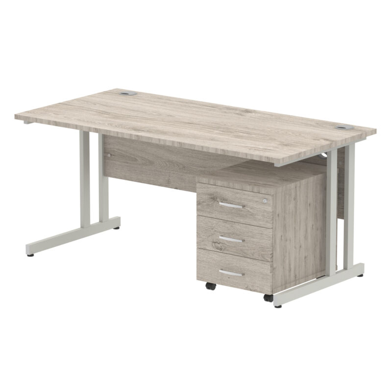 Surge 1600mm Cantilever Straight Desk With Mobile Pedestal - Image 6