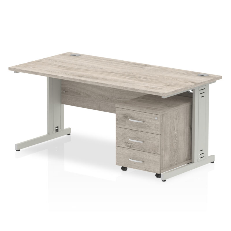 Surge 1600mm Cable Managed Straight Desk With Mobile Pedestal - Image 6