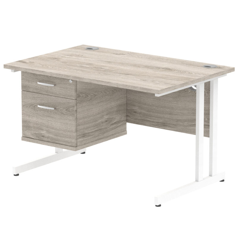 Surge 1200mm Cantilever Straight Desk With Single Fixed Pedestal - Image 11