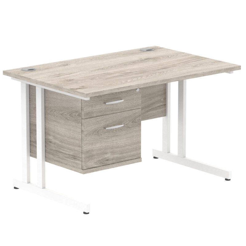 Surge 1200mm Cantilever Straight Desk With Single Fixed Pedestal - Image 13
