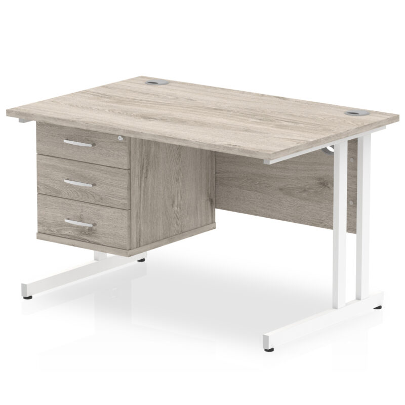 Surge 1200mm Cantilever Straight Desk With Single Fixed Pedestal - Image 19