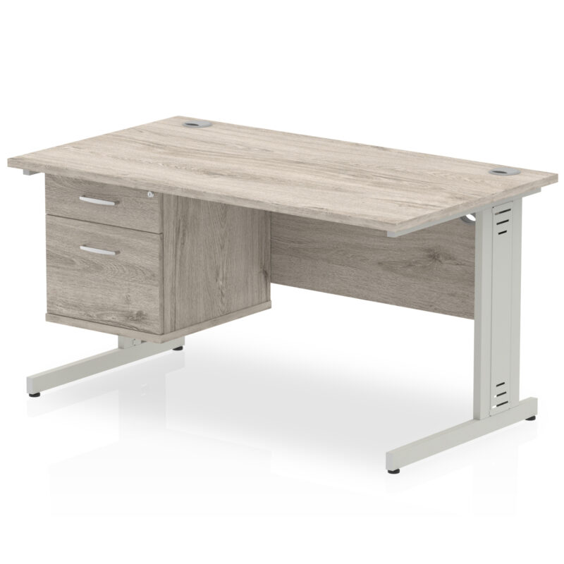 Surge 1400mm Cable Managed Straight Desk With Single Fixed Pedestal - Image 9