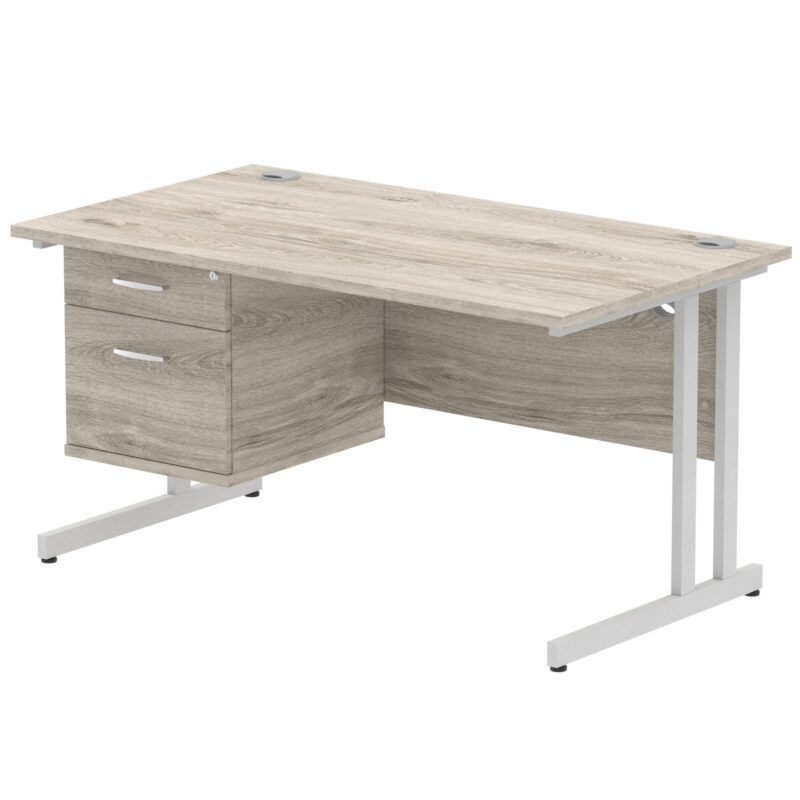 Surge 1400mm Cantilever Straight Desk With Single Fixed Pedestal - Image 70