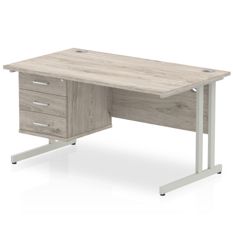 Surge 1400mm Cantilever Straight Desk With Single Fixed Pedestal - Image 78