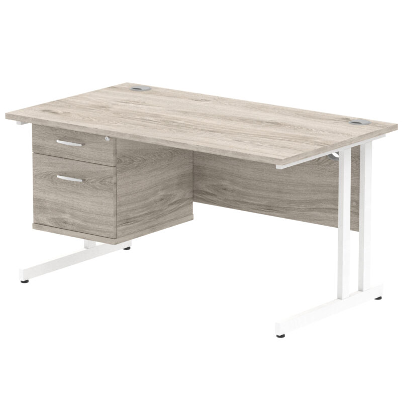 Surge 1400mm Cantilever Straight Desk With Single Fixed Pedestal - Image 11