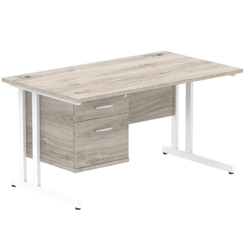 Surge 1400mm Cantilever Straight Desk With Single Fixed Pedestal - Image 13