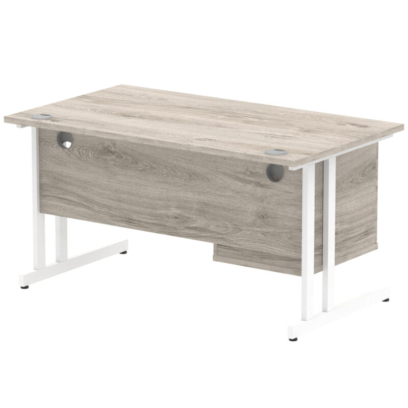 Surge 1400mm Cantilever Straight Desk With Single Fixed Pedestal - Image 15