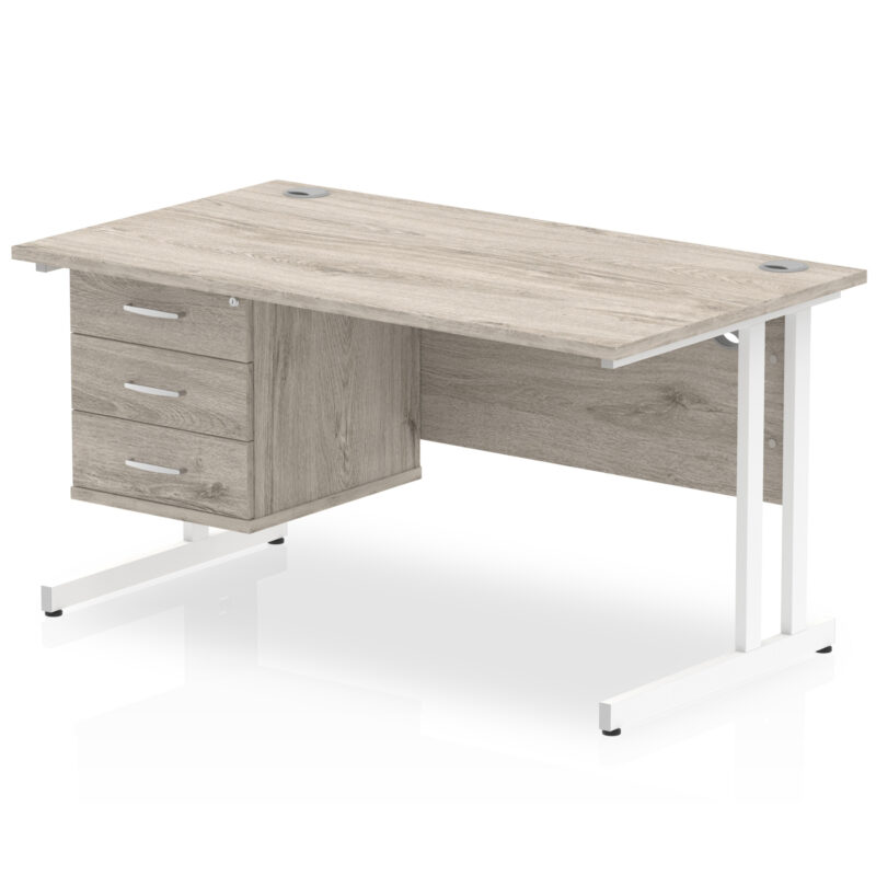 Surge 1400mm Cantilever Straight Desk With Single Fixed Pedestal - Image 19